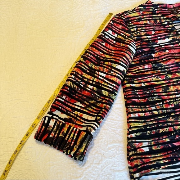 Multiples Asymmetrical Hem Button Stripe Floral Jacket - Medium - Picture 10 of 12